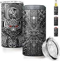 Vista 20 de SANDJEST Vaso de caza estilo madera con bandera americana 4 en 1, vaso termo de 12oz, enfriador de latas, funda protectora, vaso delgado de acero