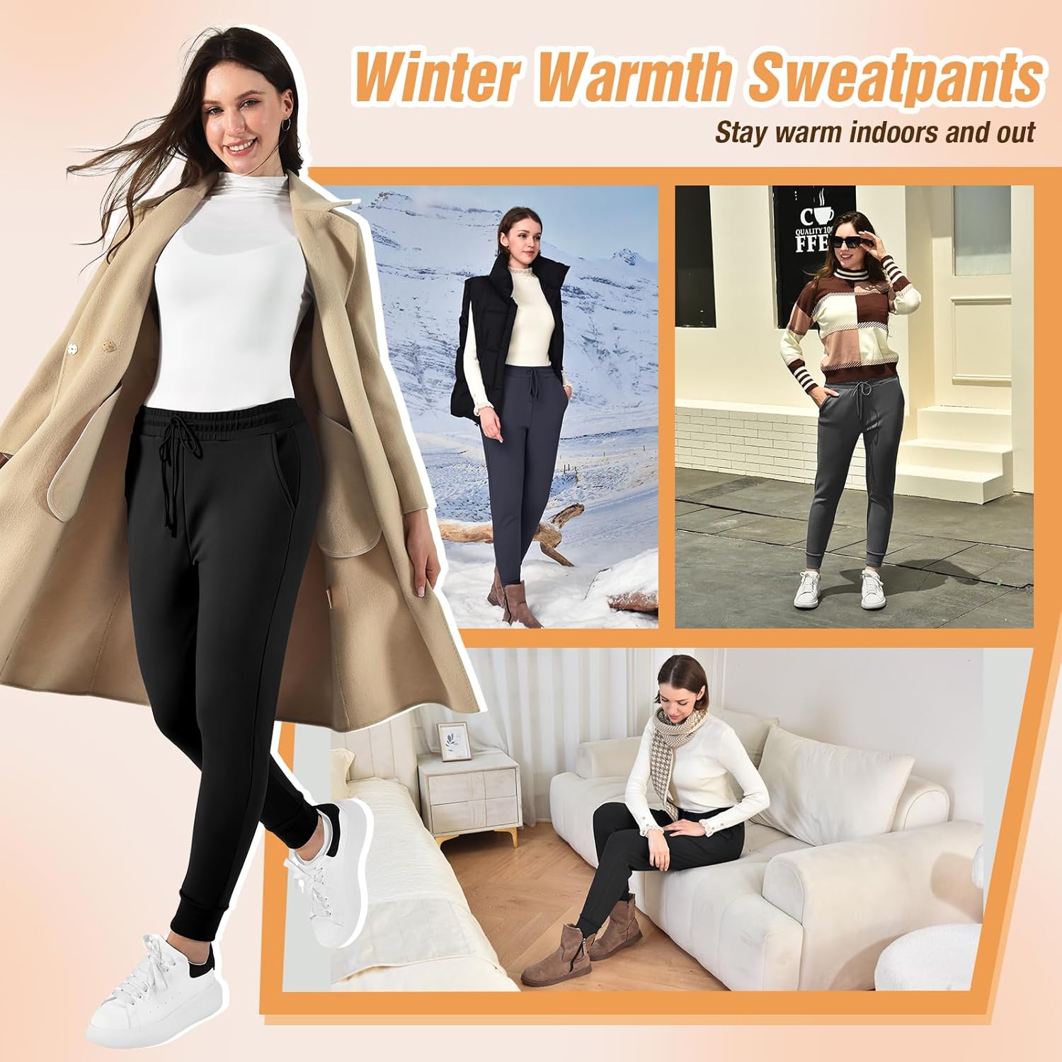 Walifrey Fleece Lined Joggers for Women with Pocket, Women's Warm Sweatpants for Winter Hiking Jogging and Workout - Image 6