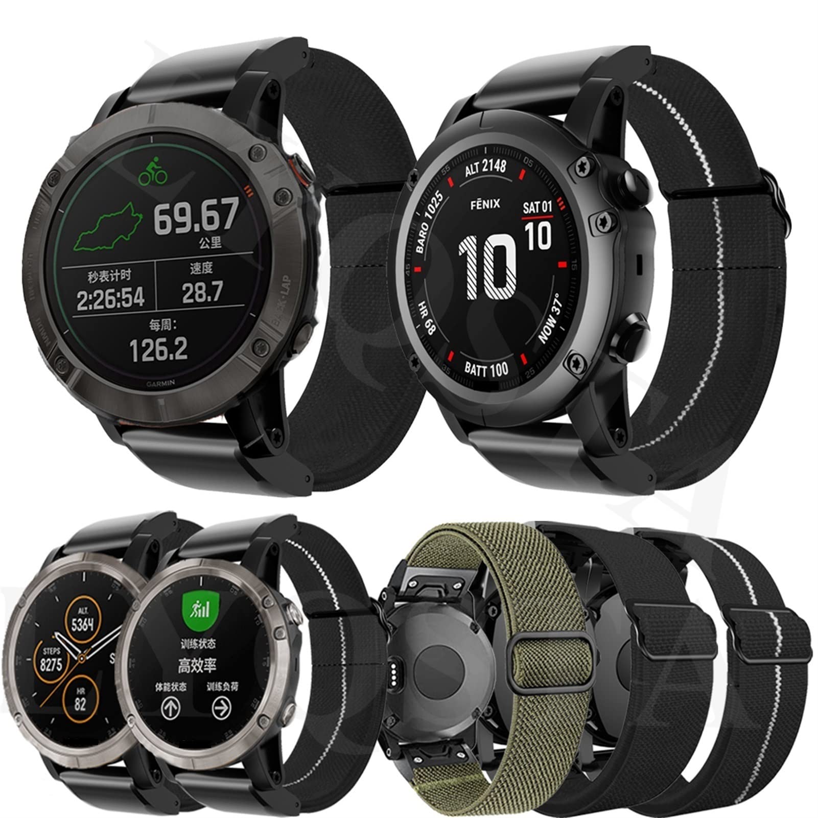 Bracelet montre Garmin Fenix 6 7X Pro Forerunner 945 nylon
