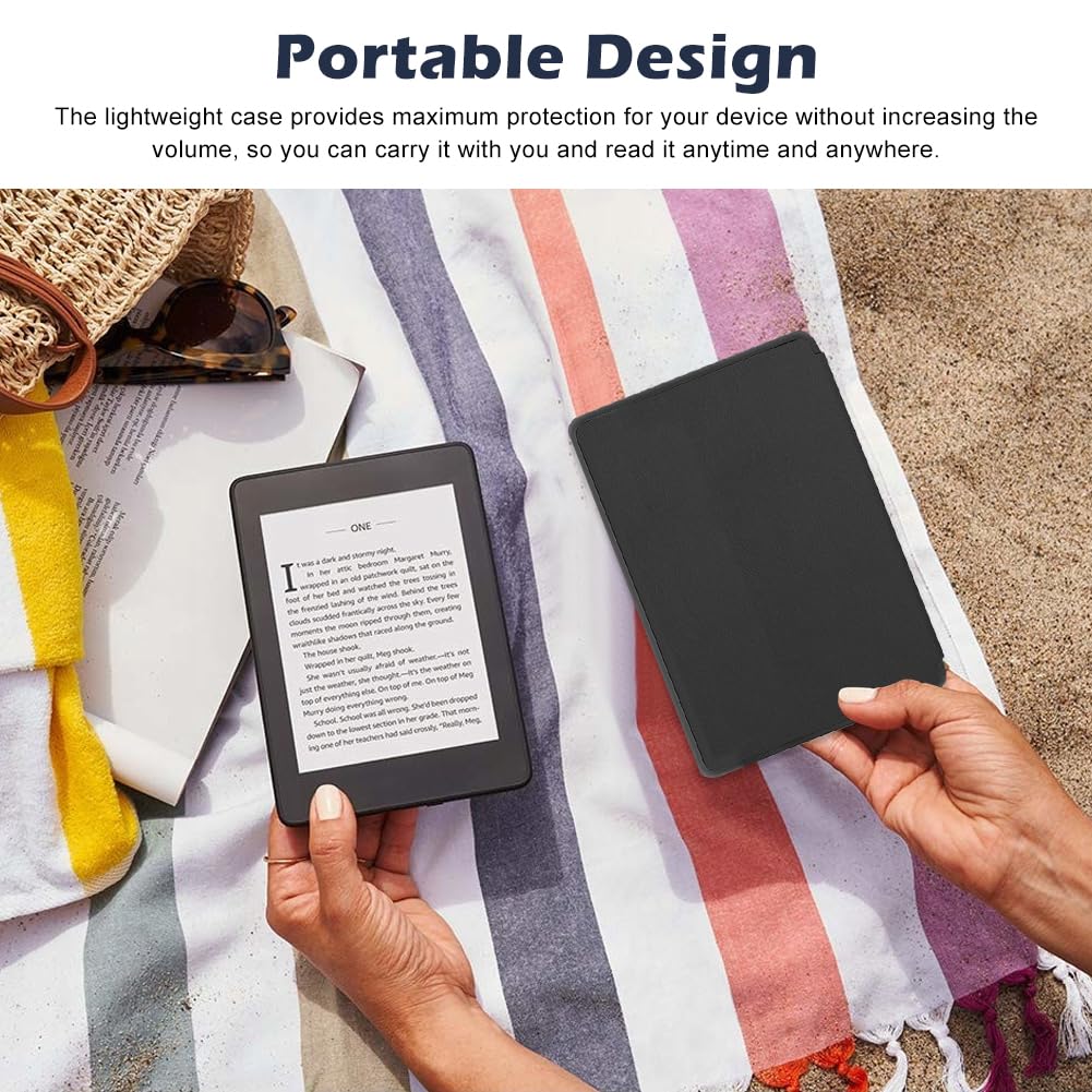 Funda para Kindle, funda protectora para lectores de libros electrónicos de 7 pulgadas, diseño delgado, interior suave (negro)