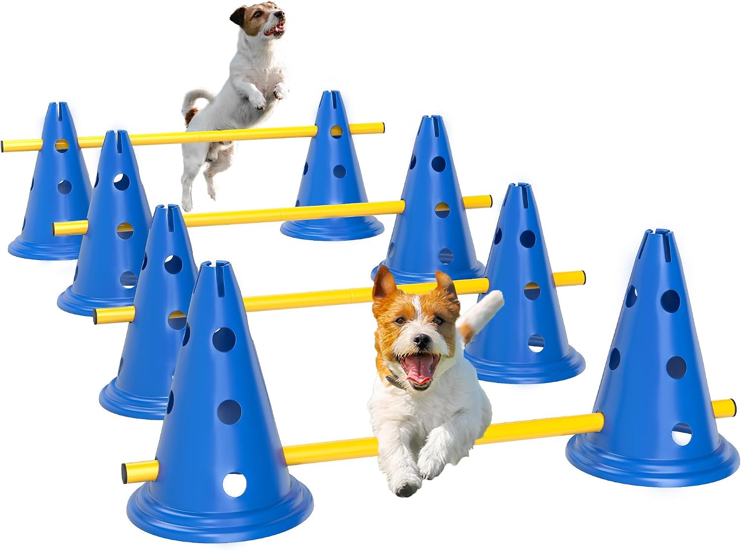PawHut Dog Agility Training Equipment Height Adjustable Jump Hurdle Set of 4 w/ Carrying Bag