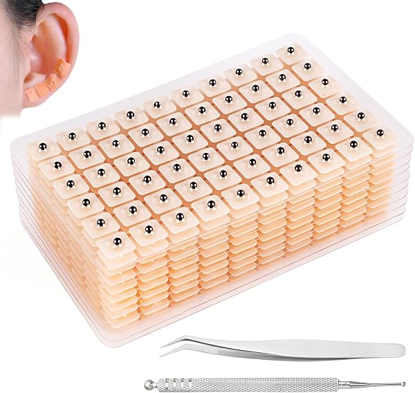 1200Pcs Graine D'oreille Acupuncture Kit, Naturel Vaccaria Graines avec Stylo Acupuncture et Pince, Patch Auriculaire Magnétique pour Massage et Détente - 1