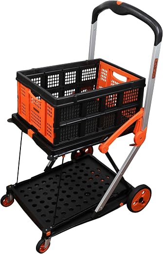 BLACK+DECKER BXWT-H204 Double Platform Trolley & Basket, 20/40kg(Upper Deck/Lower Deck) Load Capacity, Removable Wheels, O...