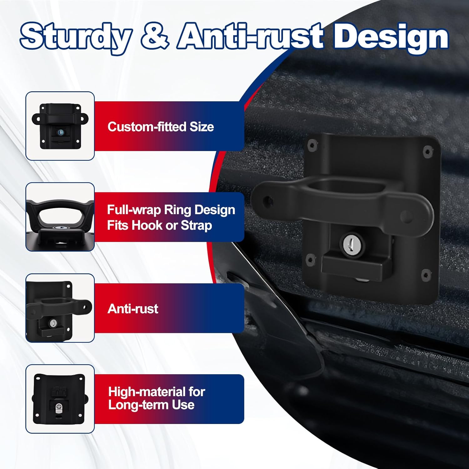 4Pcs Tie Down Anchors Custom-fit for Ford F150 F250 F350 & Raptor 2026 2025-2015 (Include Lightning) Truck Trailer Heavy Duty Steel Truck Bed Tie Down for Truck Accessories Replace#FL3Z-99000A64-B - Image 5