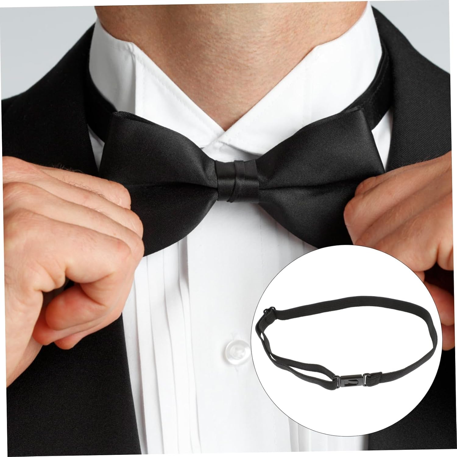20pcs Adjustable Elastic Bow Tie Strap Comfortable Band for Dress up Flexible Design Back Buckle for Pre-tied Bow Ties Unisex Use for Parties