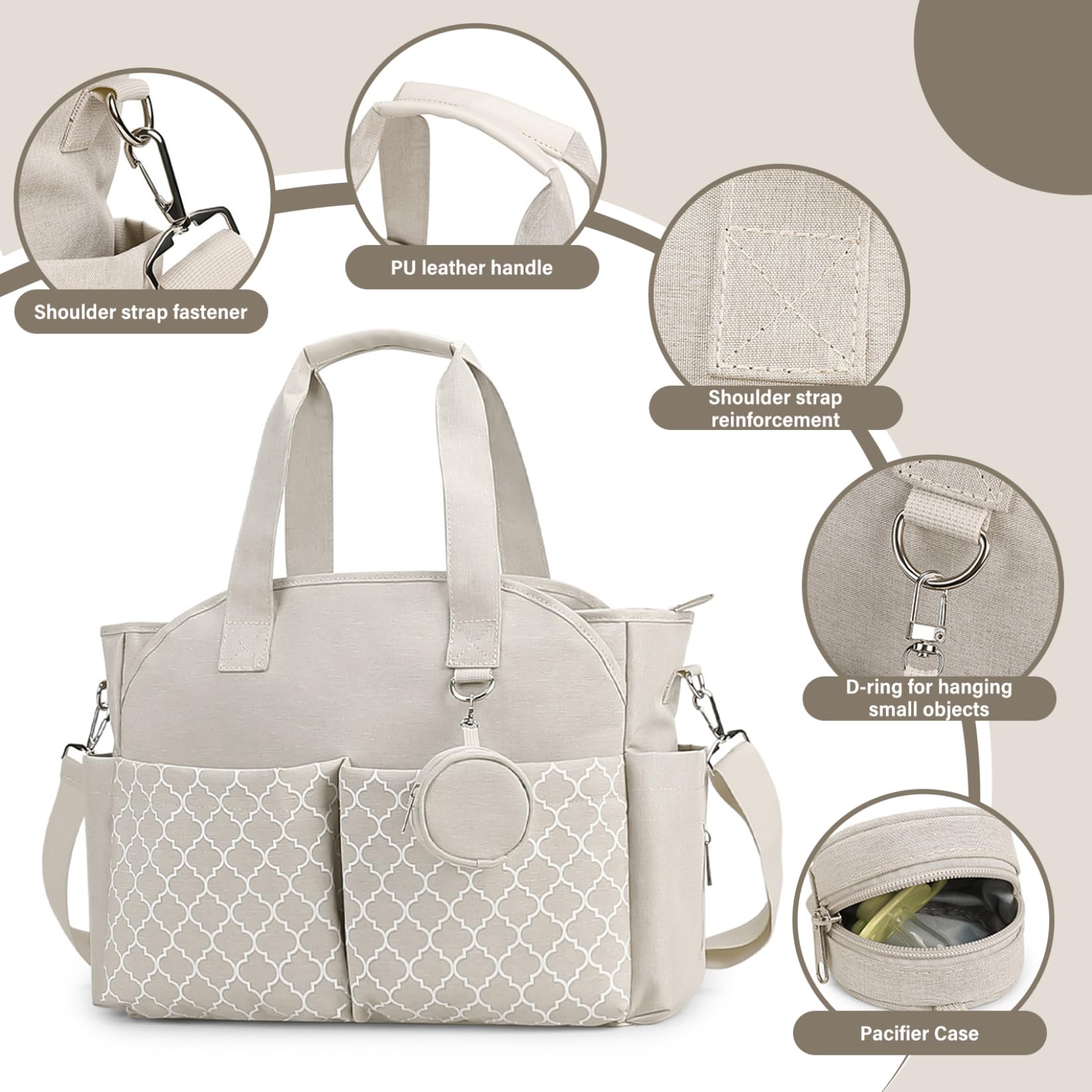 Sacs à langer pour bébé avec un sac pour bébé portable multi-fonctions avec manche et bandoulière pour maman |.Sacs