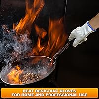 Vista 8 de 2 Pairs Heat Resistant Gloves for Grilling - 9.45 Inch Durable Aramid Oven Gloves with Fingers - Full Hand Protection, Functionality, Easy to Use