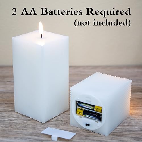 Miniatura 10 de Girimax Velas LED cuadradas sin llama de color azul turquesa con control remoto, velas de pilar de cera real parpadeantes, paquete de 2  3 pulgadas