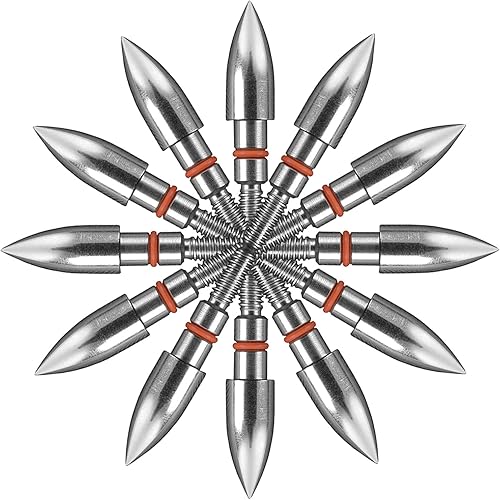 Puntos de campo de tiro con arco de acero inoxidable, varios diámetros exteriores, 100/125 granos, tornillos en puntas de campo de tiro con arco (1