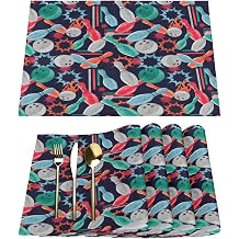 Bowling Placemats Set of 4 Washable, Retro Bowling Placemats Summer Farmhouse Cloth Place Mat for Kitchen Dining Table Decoration Indoor Outdoor