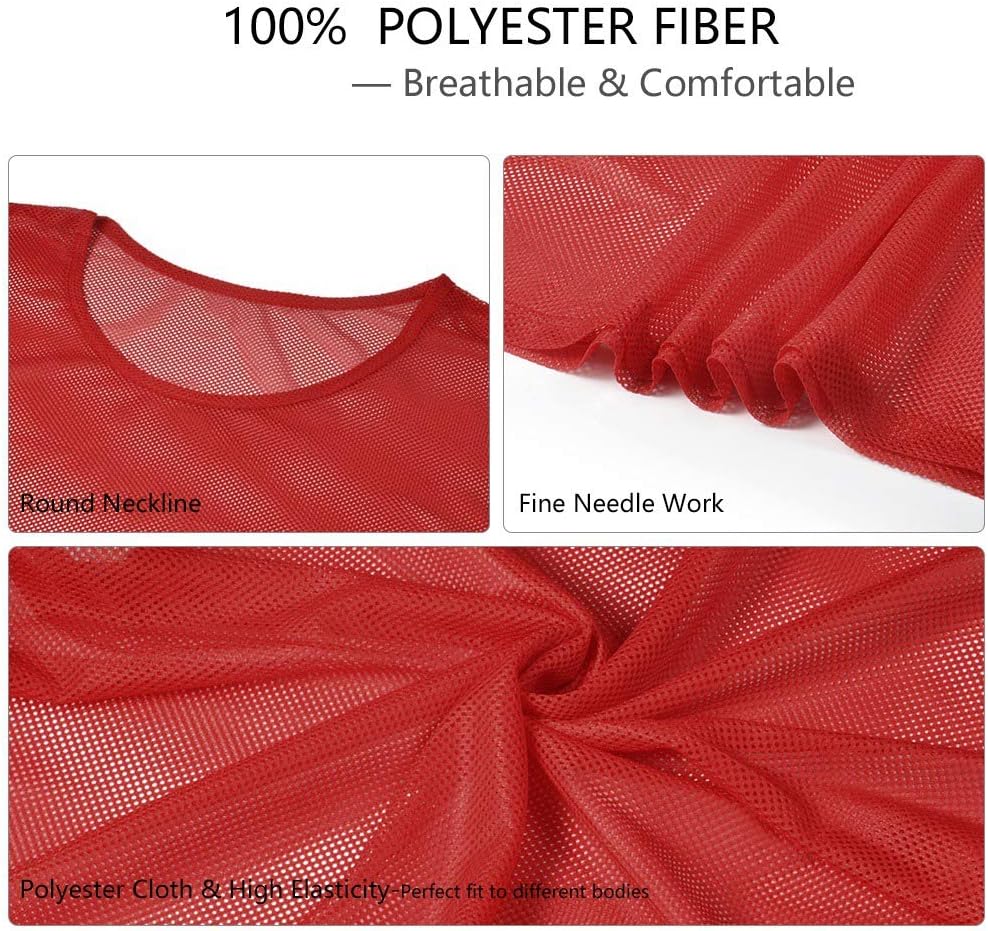 Breathable Football Training Vests 12 Pack Mesh Jerseys for Soccer Basketball Volleyball with Fast Drying Design and Loose Fit