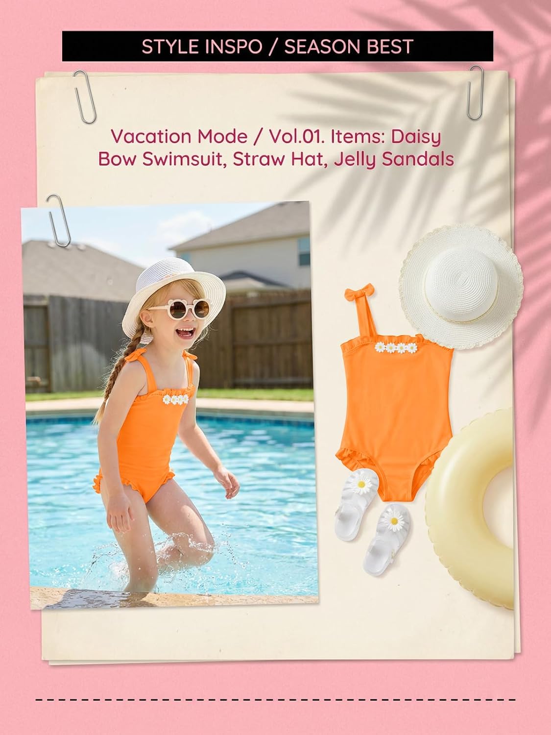 Haloumoning Toddler Baby Girl One Piece Swimsuit Kids Daisy Swimwear Summer Beach Bathing Suit 9M-8Y