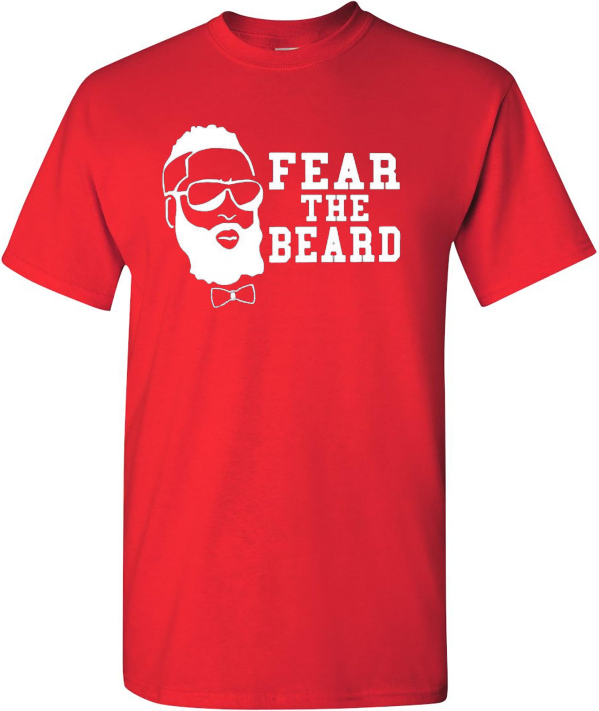 Fear the Beard Harden Basketball Houston Red T-Shirt Tee (Medium)