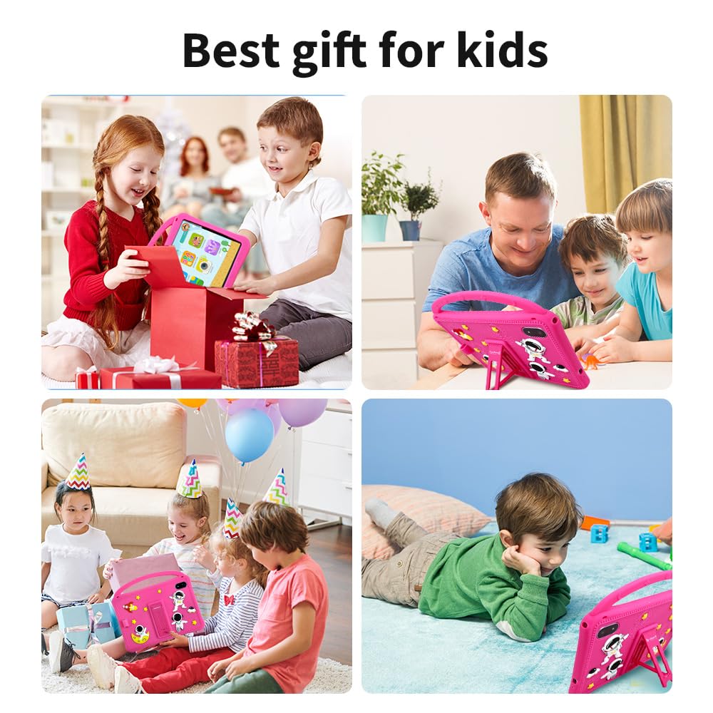 Veidoo Tablet Android da 10 pollici per bambini, 3 GB di RAM+32 GB ROM, tablet con custodia antiurto, WiFi, doppia fotocamera, schermo HD IPS, app per il controllo genitori, stilo incluso, giochi
