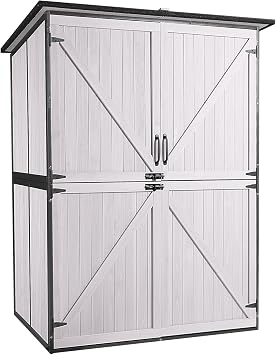 Outdoor Storage Shed, Tool Shed with Floor, Storage House with Metal Frame for Backyard Garden Patio Lawn -White