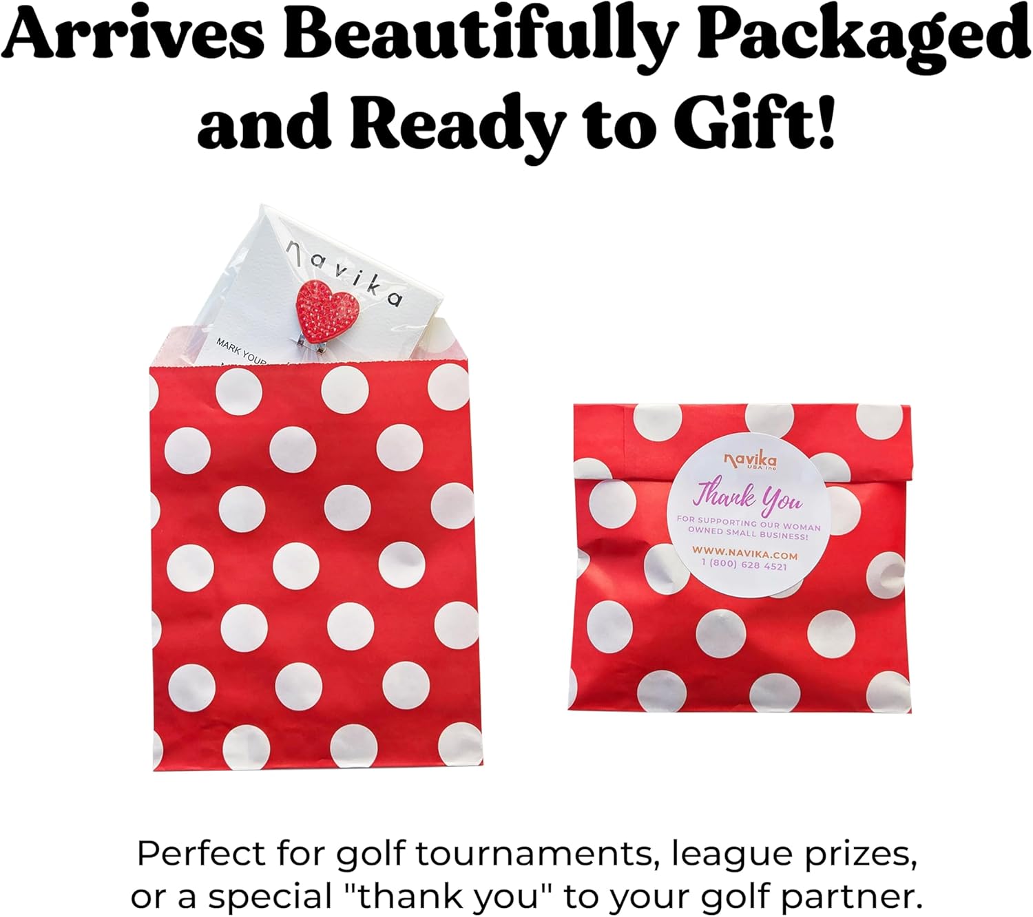 NAVIKA Pink Heart Golf Ball Marker Made with Austrian Crystals | Hat Clip Included for Any Age Golfer | Valentine's Themed Ball Marker | Breast Cancer | Gift for Women and Kids