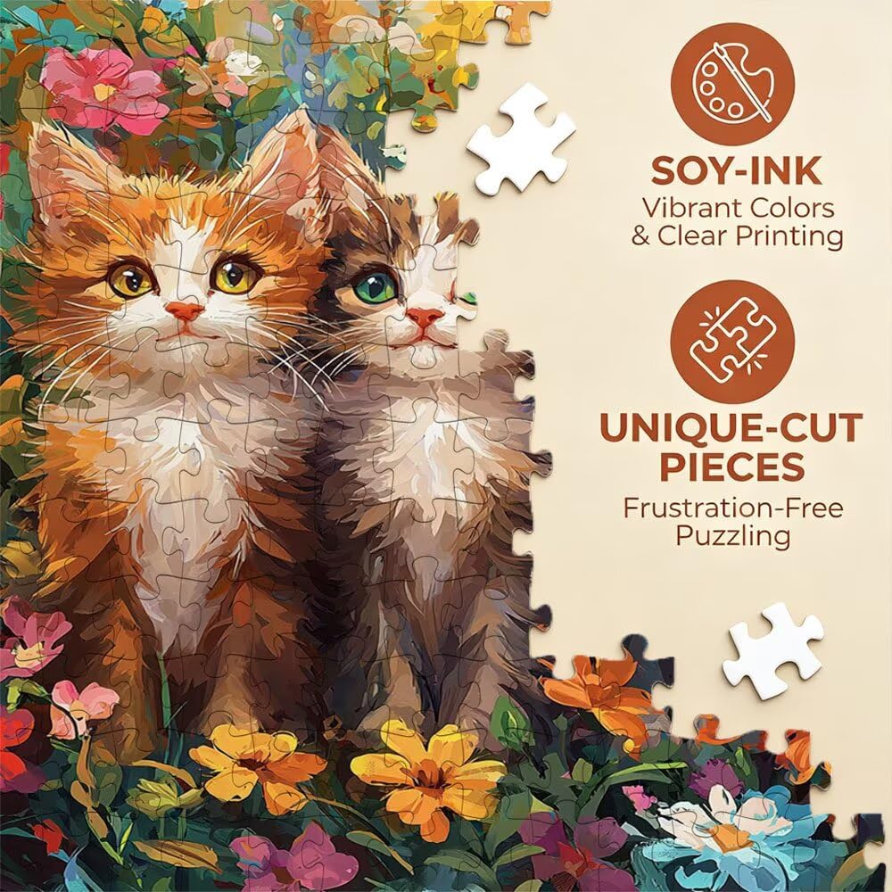 Blumenbunt Katze Puzzle 2000 Teile, Klassische Puzzles, Geschicklichkeitsspiel Puzzle für Erwachsene, Puzzlespiele für Die Ganze Familie, Mit Schöner Verpackung, Dekoration Puzzles DX0YL3-394