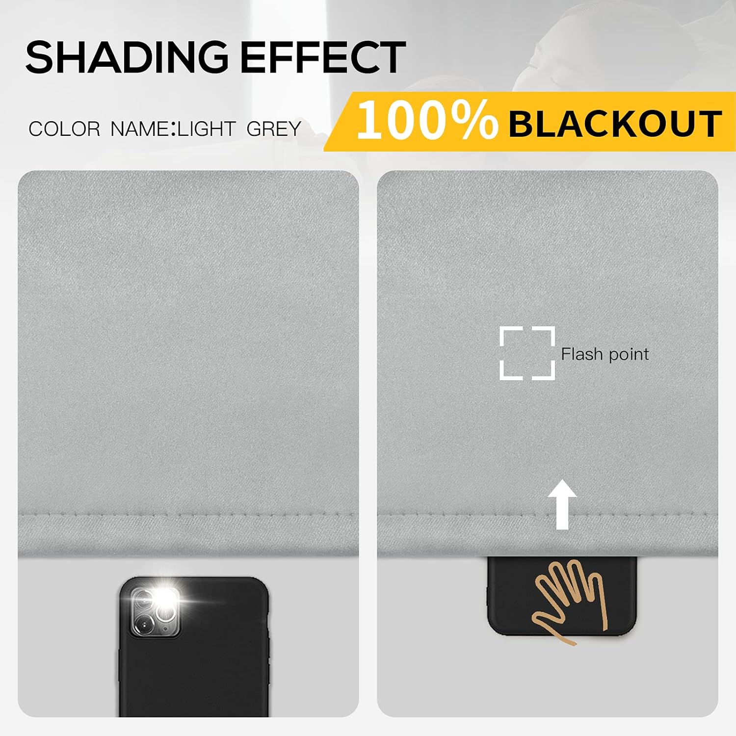 Grey Full Shade Curtain Panels, Thermal Insulated & Energy Efficiency Window Draperies for Guest Room, Full Blackout Curtains & Drapes for Shift Worker and Light Sleepers, W52 x L72 Inch, Light Grey
