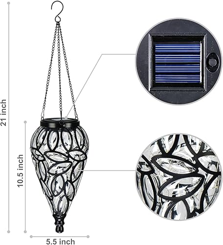 Miniatura 3 de SUNNYPARK Farol colgante solar de plástico para exteriores, 15 luces LED blancas frías, efecto centelleante, en forma de lágrima, decoración de