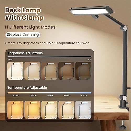 Miniatura 5 de LIONVISON Lámparas de escritorio para oficina en casa: 2 en 1 Lámpara de escritorio LED moderna para el trabajador - 5 Temperatura de color 10