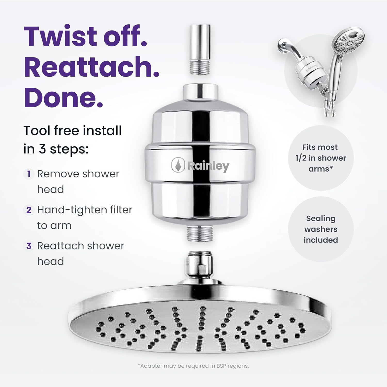 Shower Filter Bundle – Micronflo Replacement Cartridge & Bossa Filtered Showerhead | Multi-Stage Hard Water Filtration | Reduces Chlorine, Odor & Sediment | Fits Standard Showers