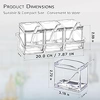 Vista 3 de V·RESOURCING Caja de condimentos transparente, 3 piezas de recipientes de especias con soporte para condimentos, sal y azúcar, con 3 cucharas