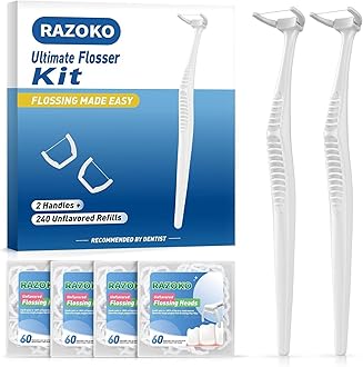 RAZOKO Ultimate Flosser Kit, Clean Dental Floss Picks (2 Handles & 240 Refills)