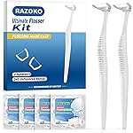 RAZOKO Ultimate Flosser Kit with 2 Handles and 240 Extra Strength Refills