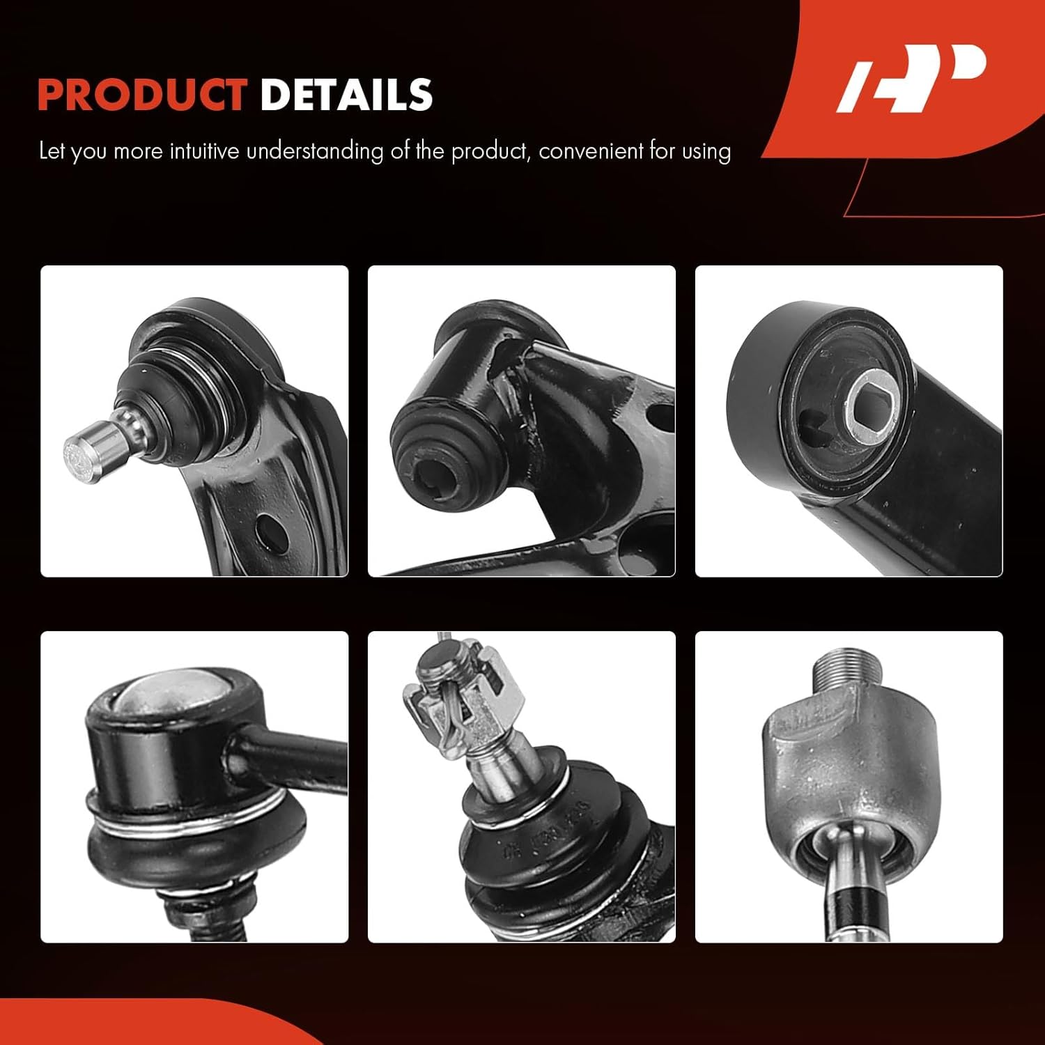 A-Premium Set of 10, Front Lower Control Arm, Sway Bar Link, Inner Outer Tie Rod End, Rack and Pinion Boot, Compatible with Mazda Protege 1999-2000