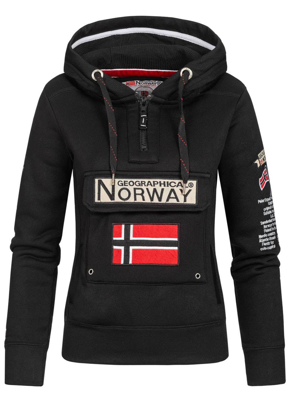 Geographical Norway Gymclass Lady - Felpa Donna Zip Hoodie Tasche - Pile Donna Maglione Manica Lunga Giacca Cappuccio - Abito Ideale Primavera Estate Autunno Inverno Stagione