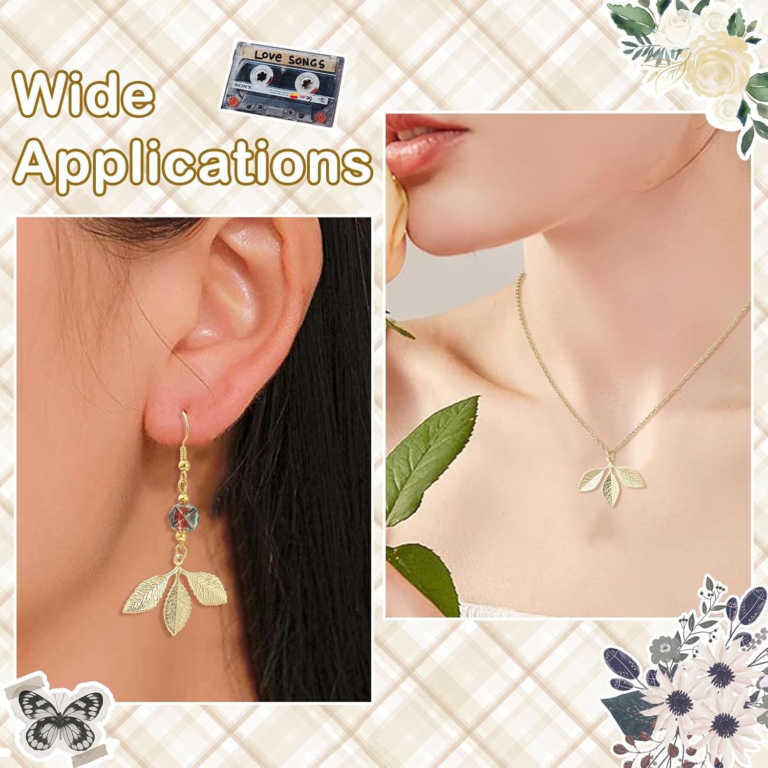 15Pcs Tree Leaf Charms for Jewelry Making 18K Gold Plated Charms Bulk Cute Brass Leaves Pendants for Bracelet Necklace Earring Keychain DIY Supplies - Image 7