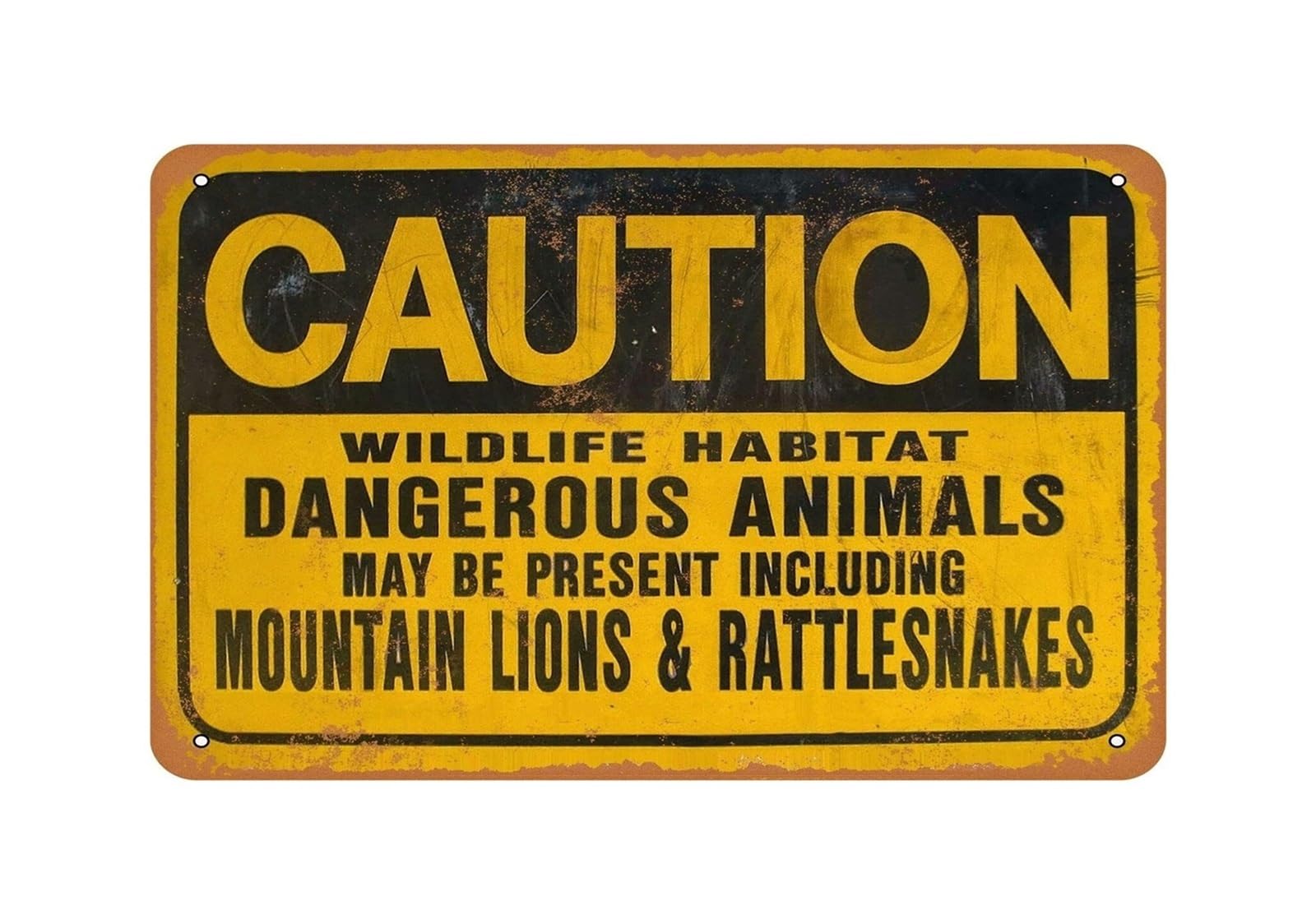 FNYUVNFAF Mountain Lions Rattlesnakes Warning Sign Vintage Tin Plaque Funny Novelty Wildlife Decor for Man Cave Garage Workshop Wall-Art 8 X 12 in