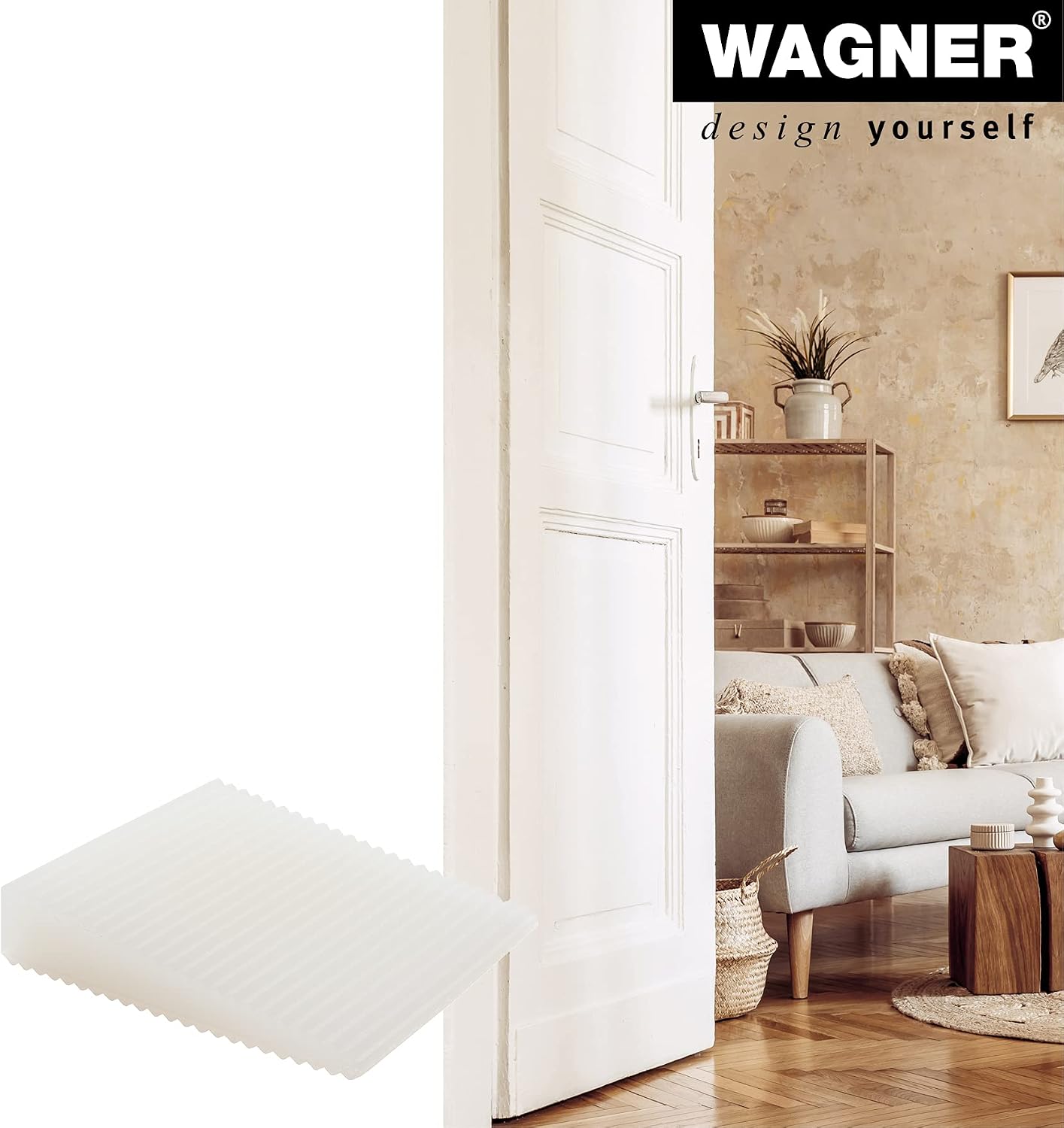 WAGNER Door Wedge/Doorstop Stick 2pcs. Set, 70 x 60 x 15 mm, White Door Wedge Made of Solid Rubber - Image 4