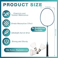 Vista 2 de woanger Juego de 8 raquetas de bádminton con 12 raquetas de bádminton para adultos y adolescentes, juego de bádminton para patio trasero, gimnasio