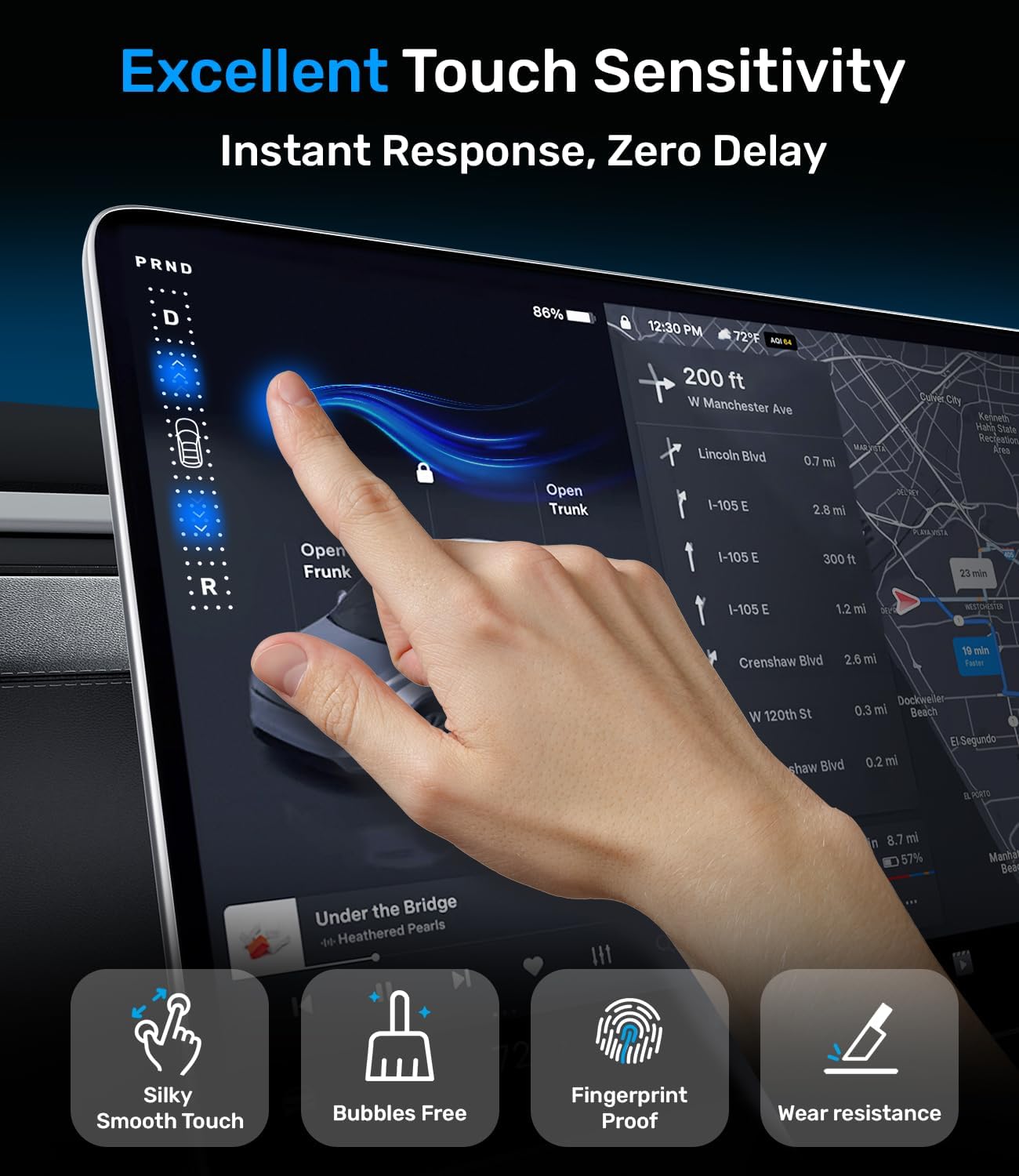 Zanch Tesla Screen Protector [Anti-Glare, No Fingerprints, Easy-Install], 9H Matte Tempered Glass Compatible with Model Y (2020-2025) / Model 3 (2017-2023) Tesla Accessories 2025 [1 pack]