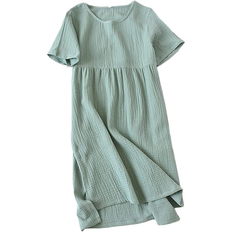服 ファッション小物 完成品 パジャマ レディース ワンピース 綿100 ルームウェア 春夏 半袖 ネグリジェ 寝間着 かわいい ルームワンピ 無地 ゆったり 家着 通気性 吸汗速乾 涼しい 肌に優しい ふんわり ワイド 着心地 気持ちいい 便利服 お出掛け 7e1ffybcop Dinsos