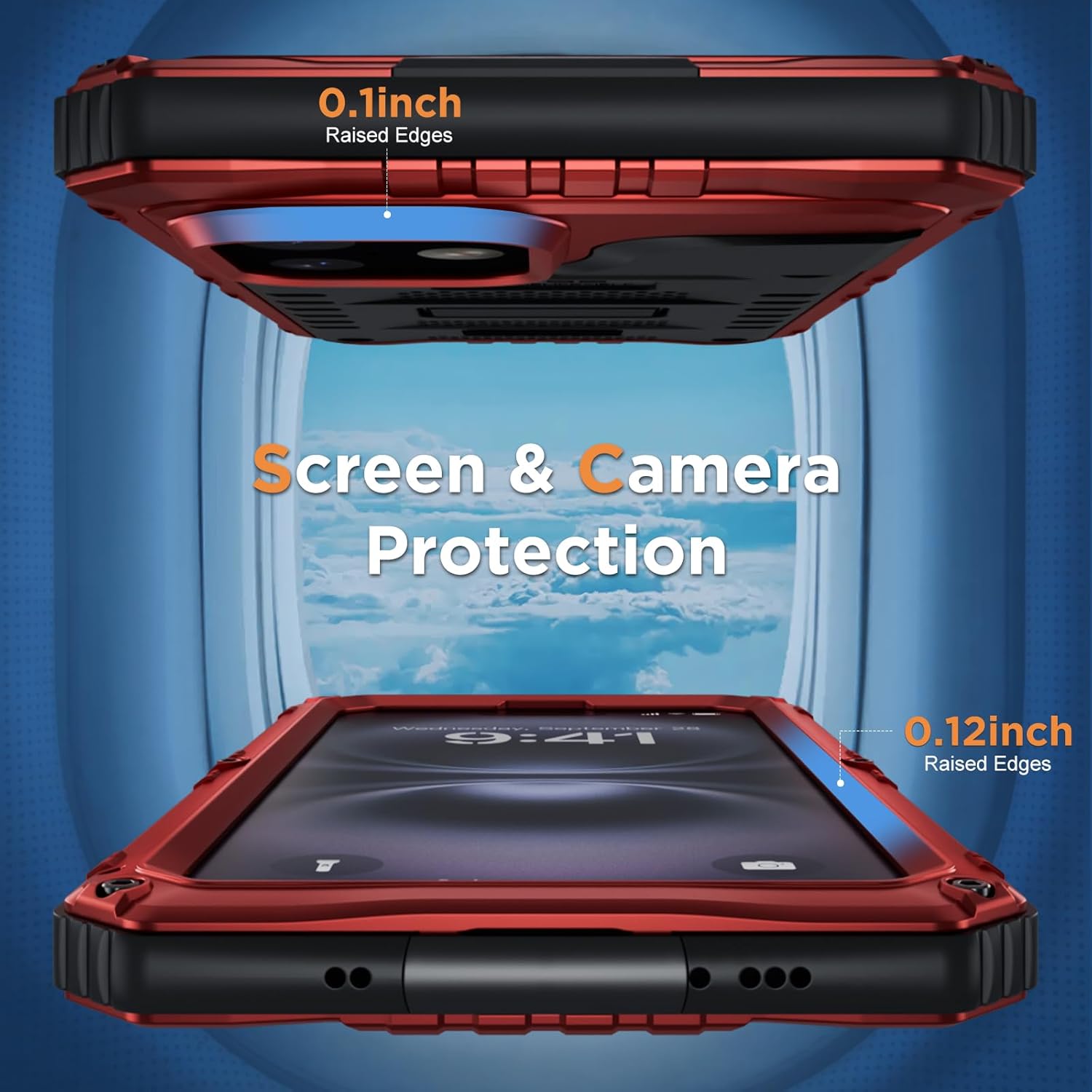 Beasyjoy for iPhone 16 Plus Case Waterproof, Metal Heavy Duty Full Body Protective Case with Built-in Screen Protector, Military Grade Shockproof Dustproof Defender Case for Work Sport 6.7", Red