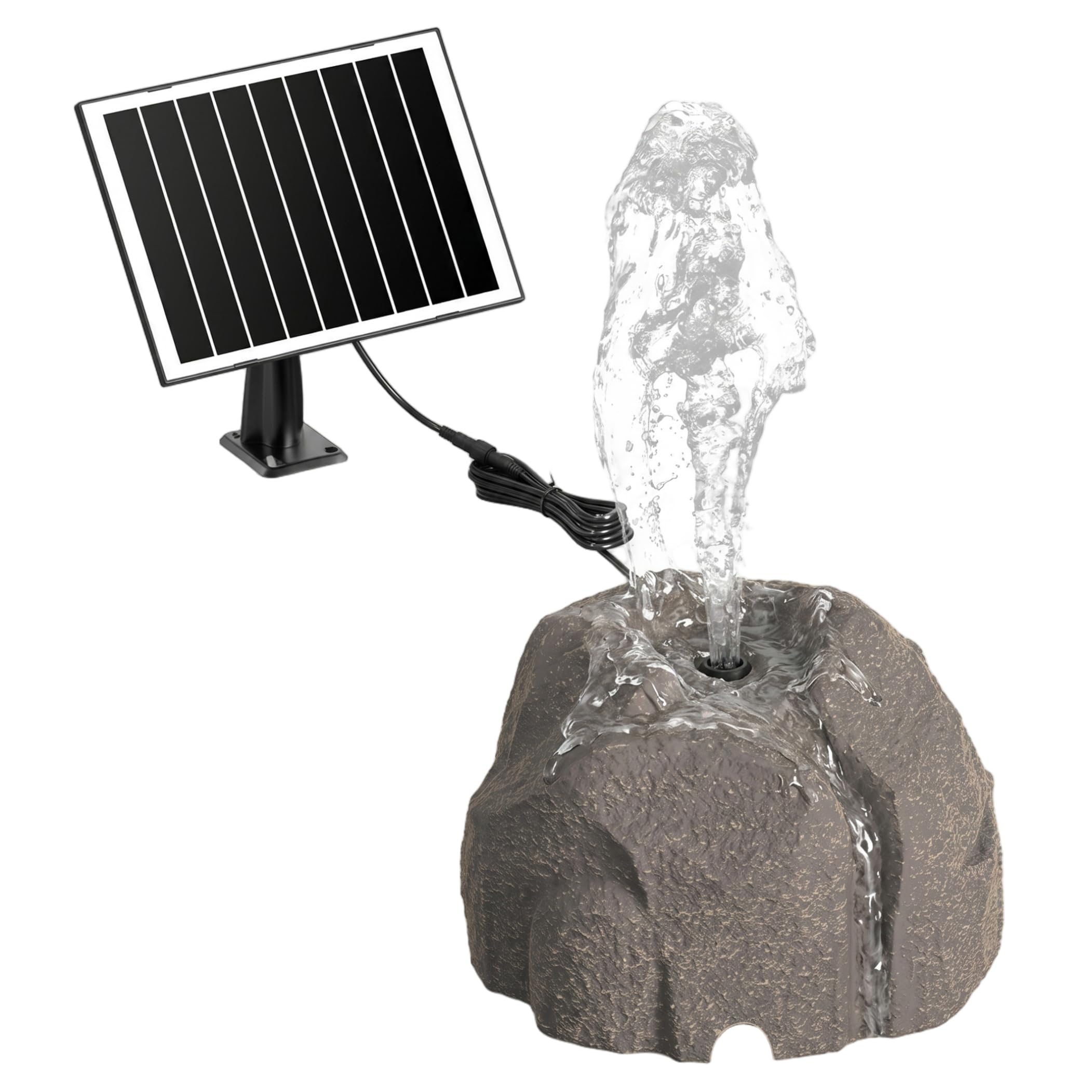 Fuente Solar para pájaros, Fuente Solar de jardín con Roca de Granito Realista con Apagado automático en seco y Filtro para bebederos de pájaros al Aire Libre, estanques, Patios y Jardines, Color