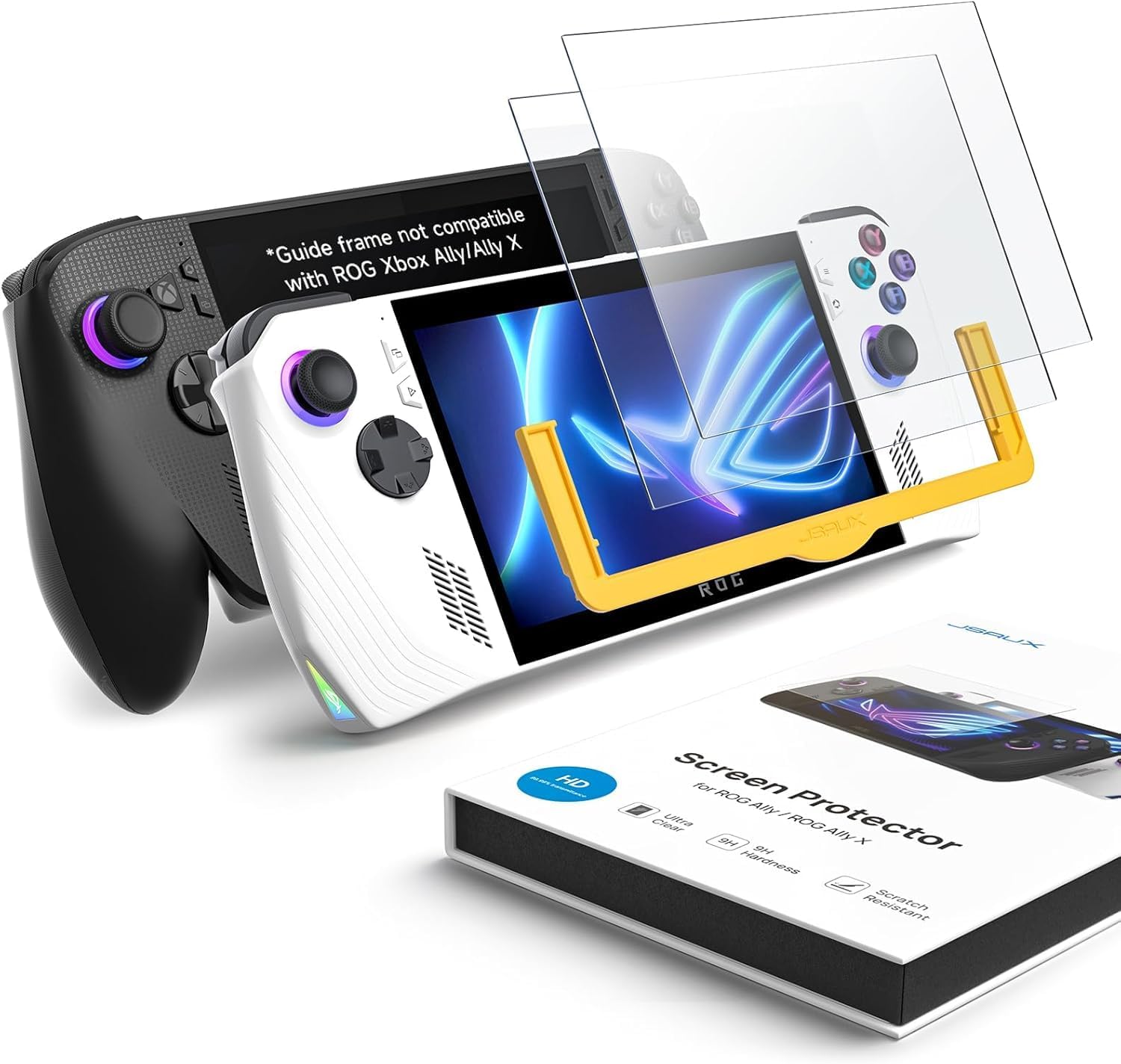 – JSAUX Screen Protector for ROG Xbox Ally/ROG Xbox Ally X (2025) / ROG Ally 2-Pack, Ultra HD 9H Hardness Tempered Glass Protector, 7 inch Anti-Scratch Screen Protector for ROG Ally X