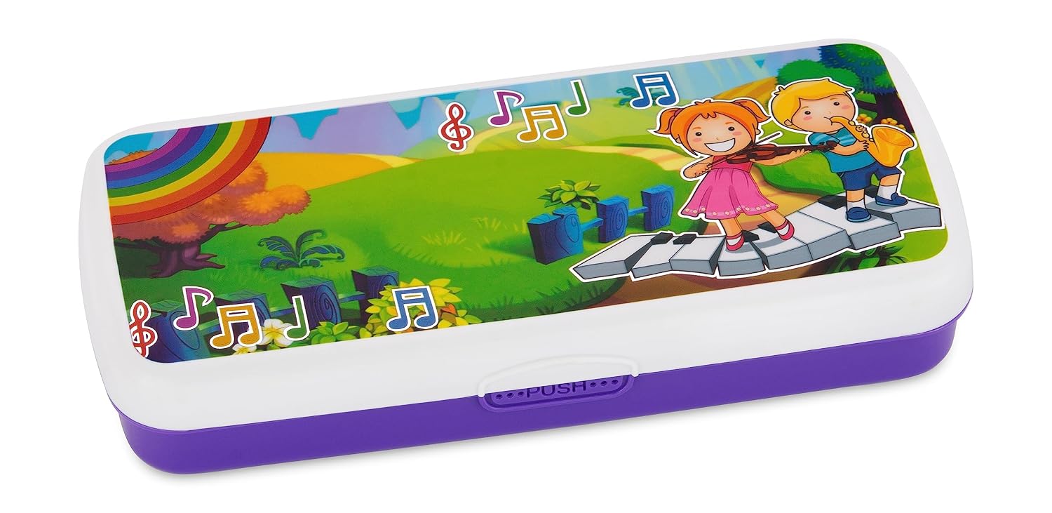 HAZEL Pen Box for Stationary Organisers | Perfect Pencil Case with Separator for School Kids | Purple