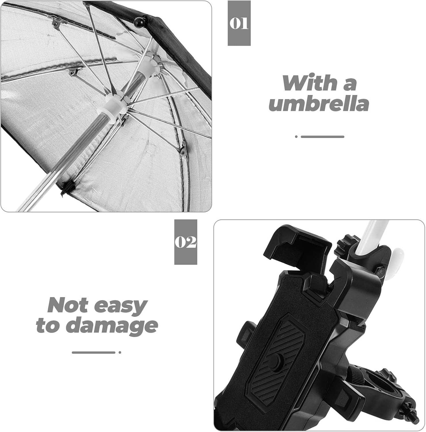 Bike Phone Mount with Umbrella Handlebar Phone Holder for E-Bike Outdoor Cycling Equipment Compatible with Smartphones Waterproof Bike Riding