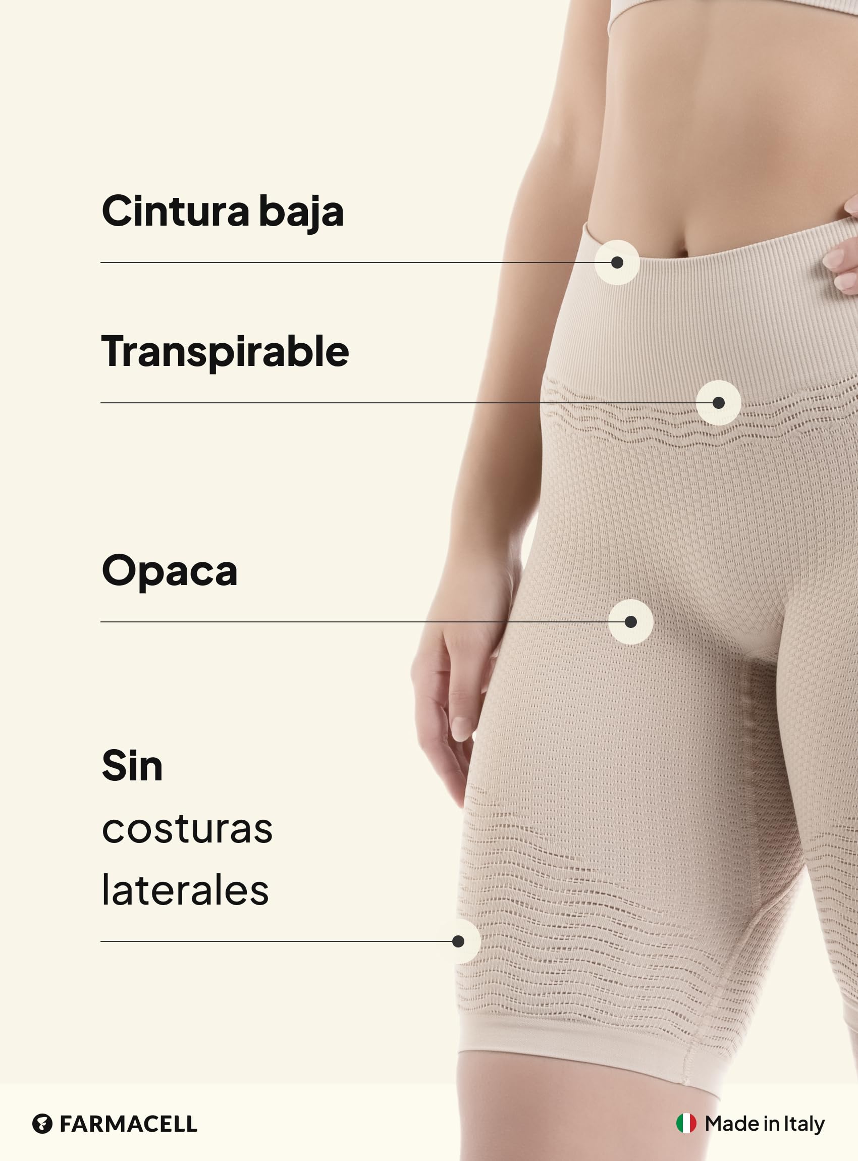 Farmacell Faja Pantalón Mujer Anticelulitis Masaje y Efecto FIR, Made in Italy, 1103