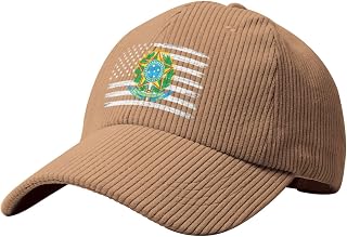 POOEDSO US and Coat of Arms of Brazil Baseball Cap for Men Women Adjustable Corduroy Dad Hat Golf Hat