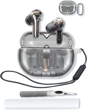 Case for SoundPEATS Capsule3 Pro Plus Wireless Earbuds,Soft Protective,Shockproof,BOVUGAC High Transparency TPU Case Cover for Capsule3 Pro+/pro with Keychain&Cleaning Kit&Lanyard-Clear