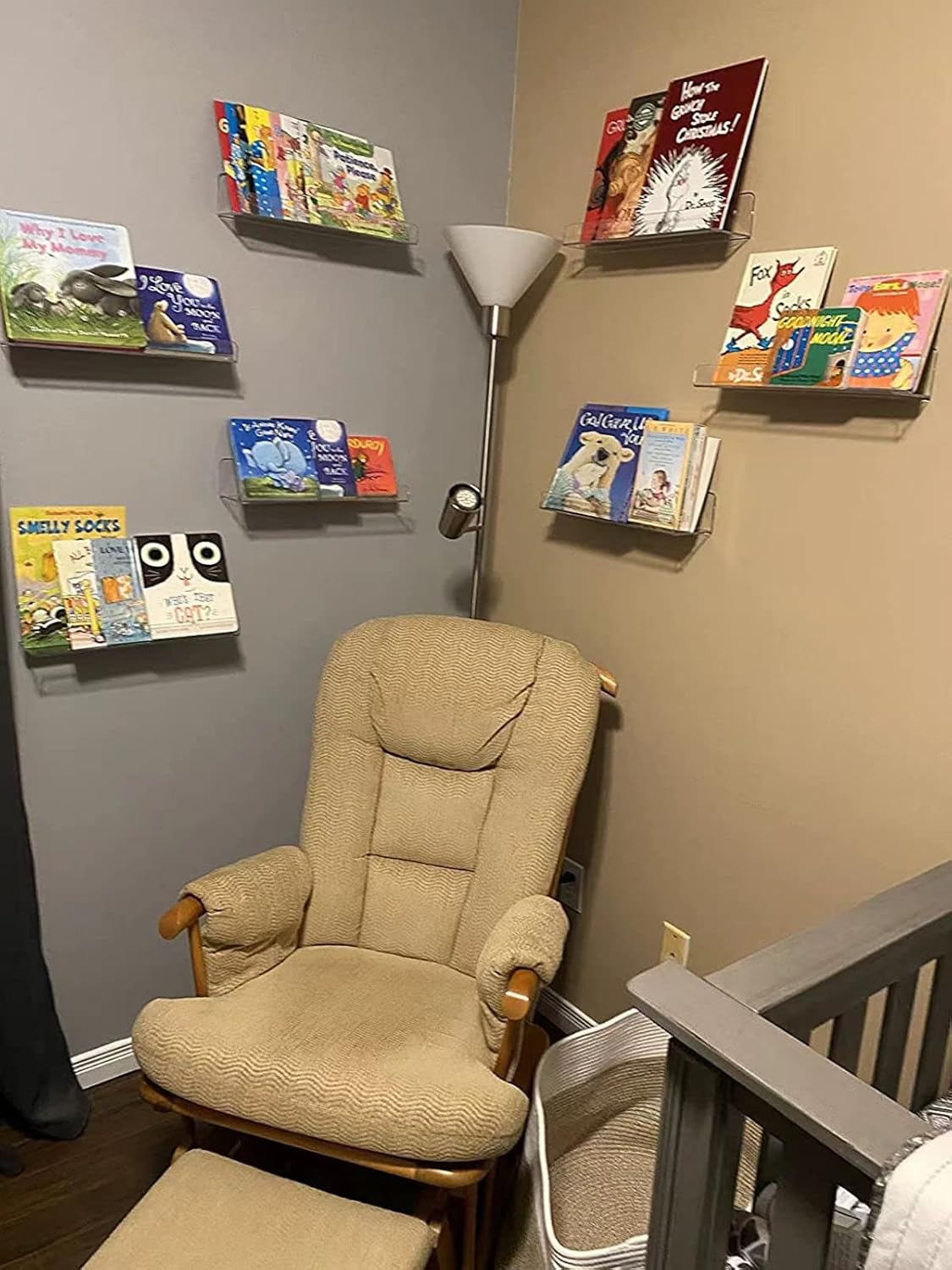 15 inch Clear Acrylic Floating Wall Ledge Shelf Display,6pcs Wall Mounted Nursery Kids Bookshelf Invisible Spice Rack, Bathroom Storage Shelves Display for Bedroom Office Toy Picture Ledge, 5MM Thick