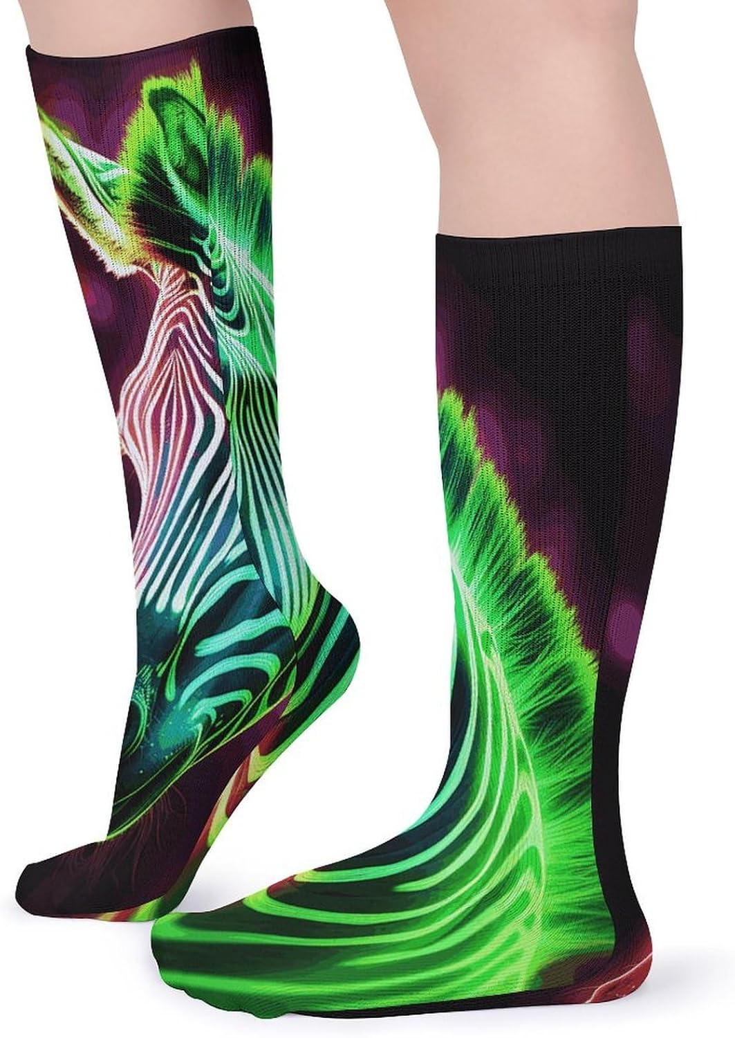Glowing Zebra Stocking - Cute Casual Long Athletic,Crew Sock for Men Women,Running Socks Soft Breathable for Gift