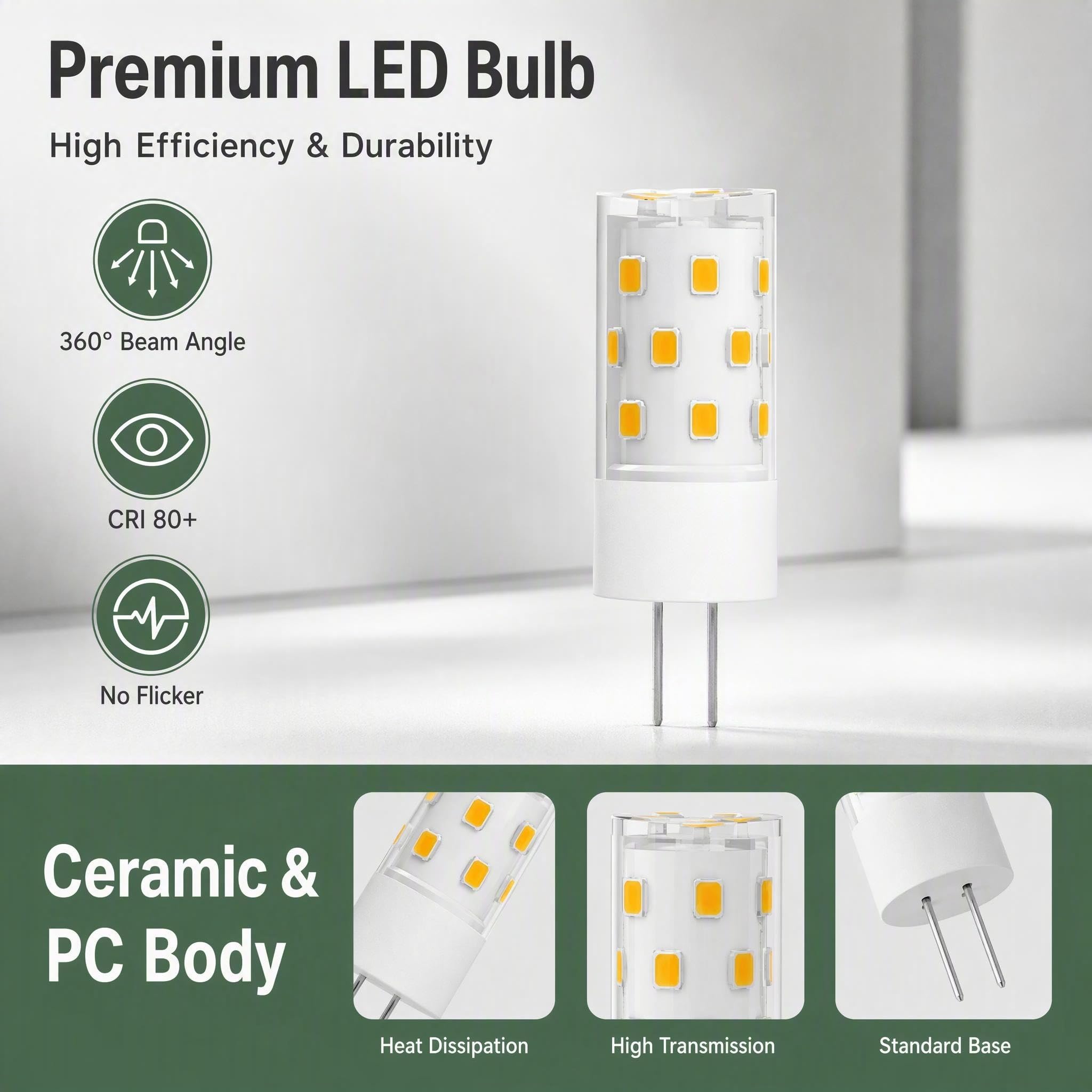 GY6.35 LED Dimmbar 5W Keramik Lampe 580LM 110-130V Warmweiß 10er-Pack