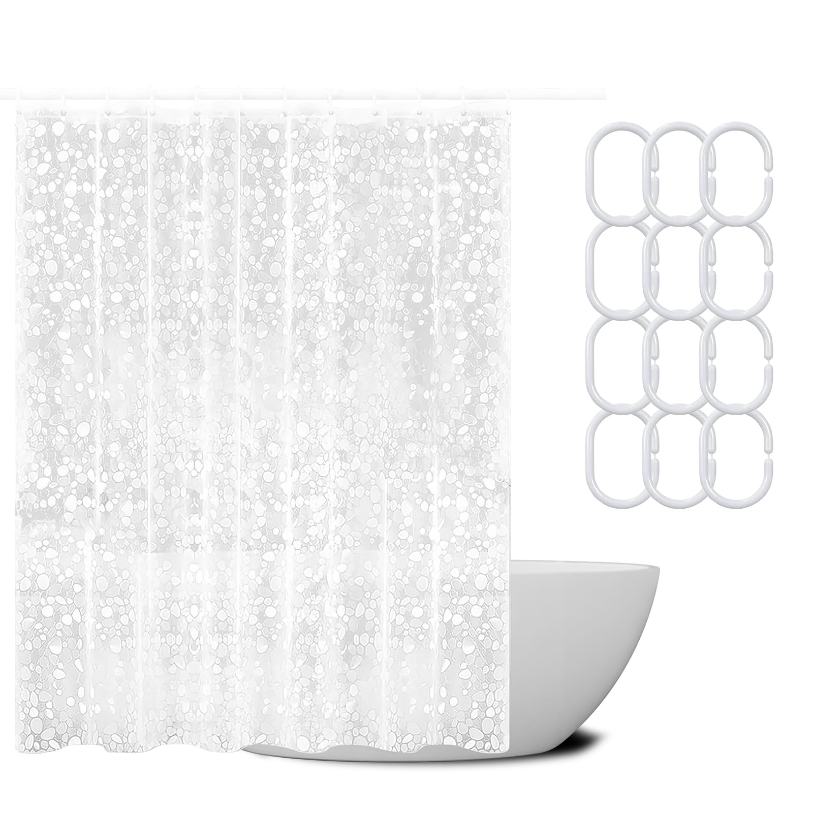 Tenda Doccia Antimuffa EVA 180x200 Cm - Impermeabile E Trasparente Con Anelli - Foto 3