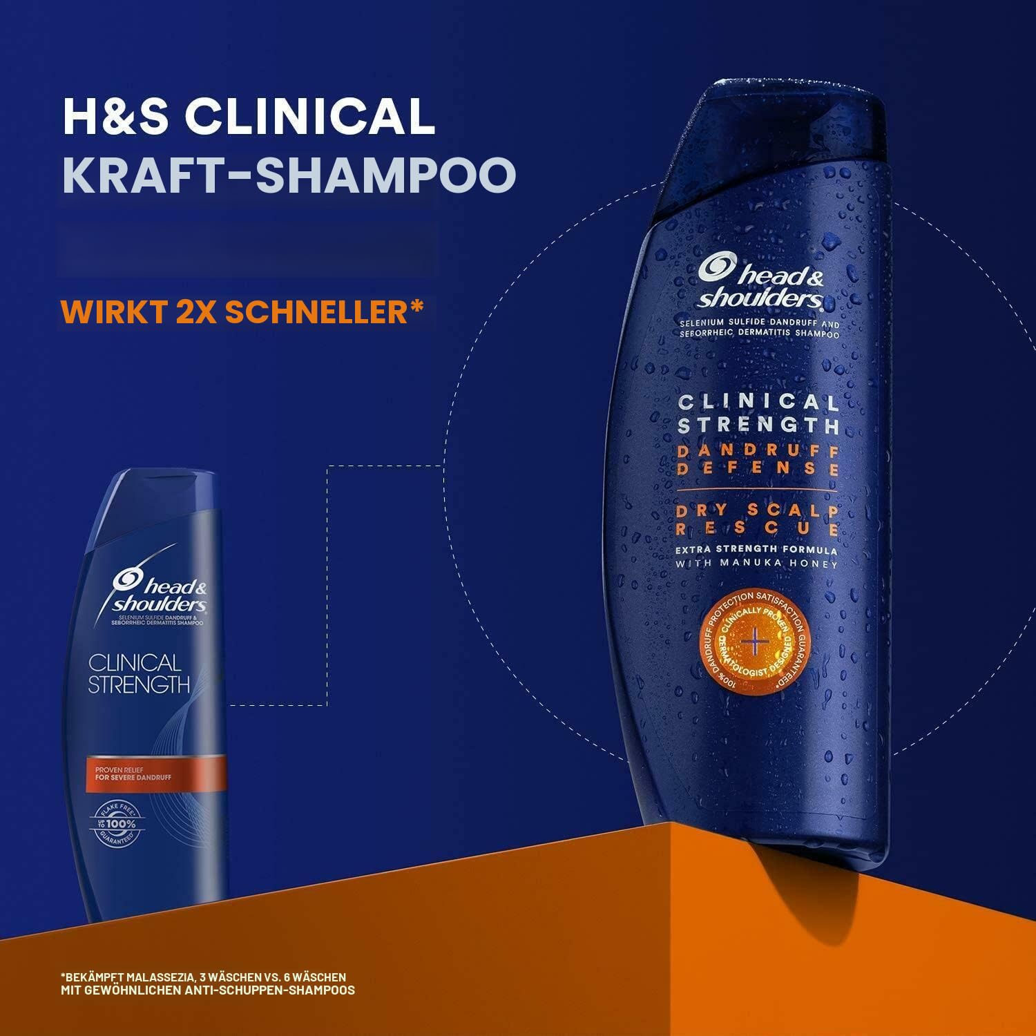 Head and Shoulders Clinical Strength Shampoo zur Behandlung von Schuppen und seborrhoischer Dermatitis, 400 ml, 2 Stück