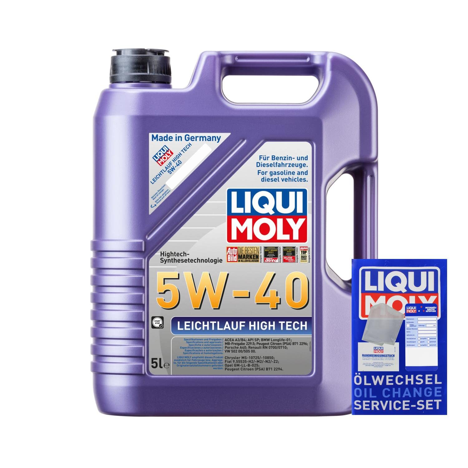 Inspektionspaket 8L LIQUI MOLY 5W-40 für C-Klasse Coupe T-Model S204 W204 | Motoröl LIQUI MOLY Leichtlauf High Tech 5W-40 Ölfilter Ablassschraube